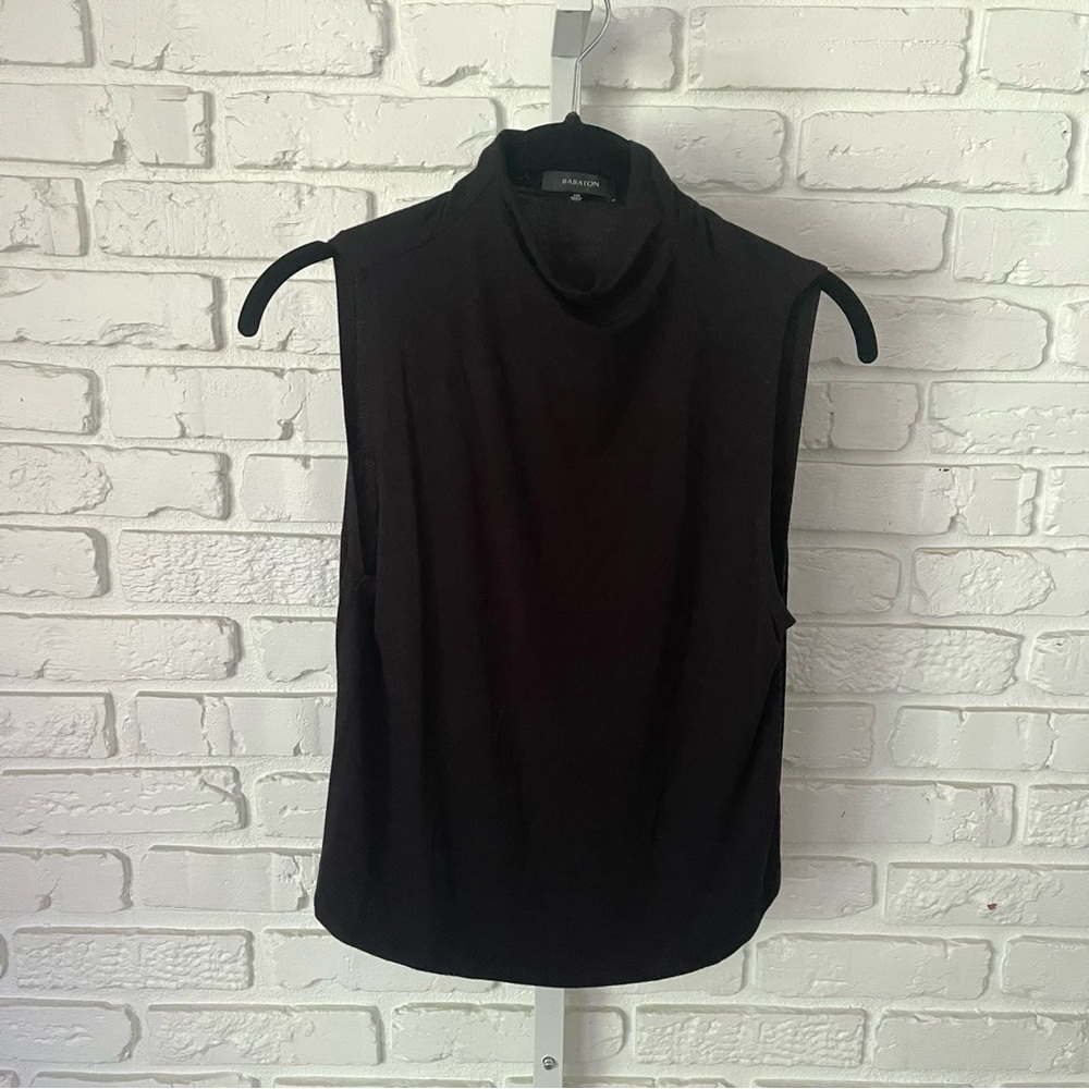 Babaton Sleeveless Draped Mock Neck Top Black XXS (Fits XS) Aritzia